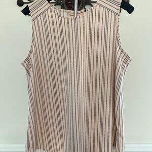 Elegant Pink Striped Sleeveless Blouse